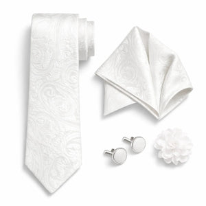 Cravate Paisley Blanc
