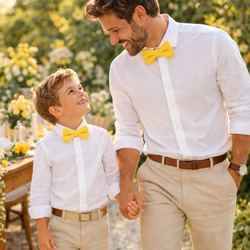 Duo Nœud Papillon Coton Jaune Porter