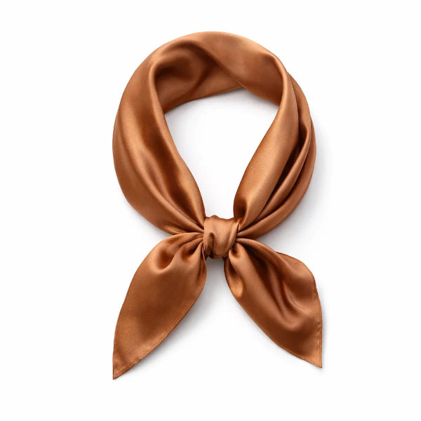 Foulard Carré En Soie Vintage - Dimensions 65x65 Cm, Couleur Beige Et Marron, état Très Bon (légers Défauts)