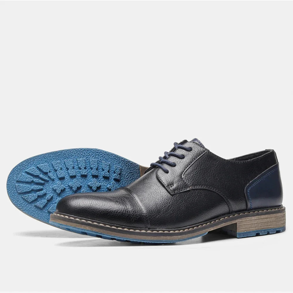 Derbies Homme Noir Effet Cuir – Semelle Contrastée