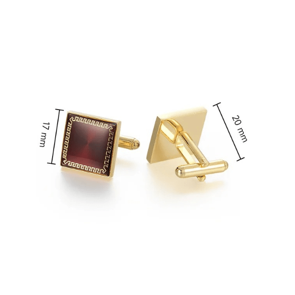 Boutons de Manchette Or et Rouge Taille