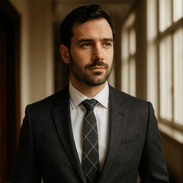 Cravate Coton Gris Anthracite à Grands Carreaux Lifestyle