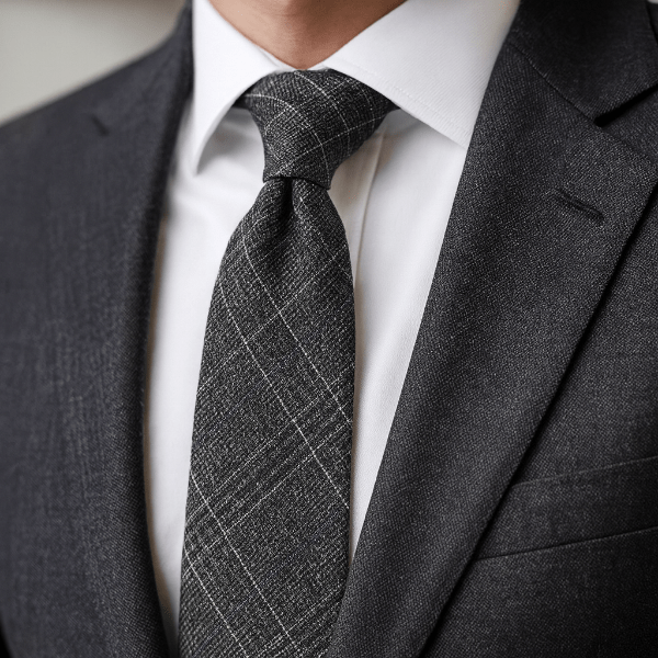 Cravate Coton Prince-de-Galles Anthracite