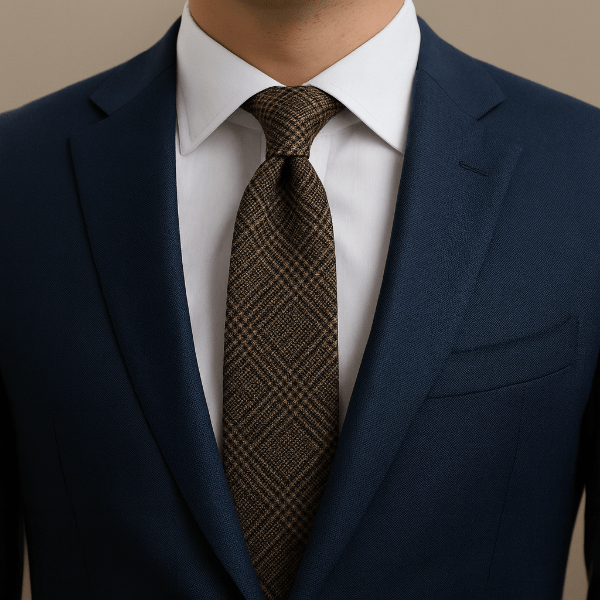 Cravate Coton Prince-de-Galles Brun Noisette Porter