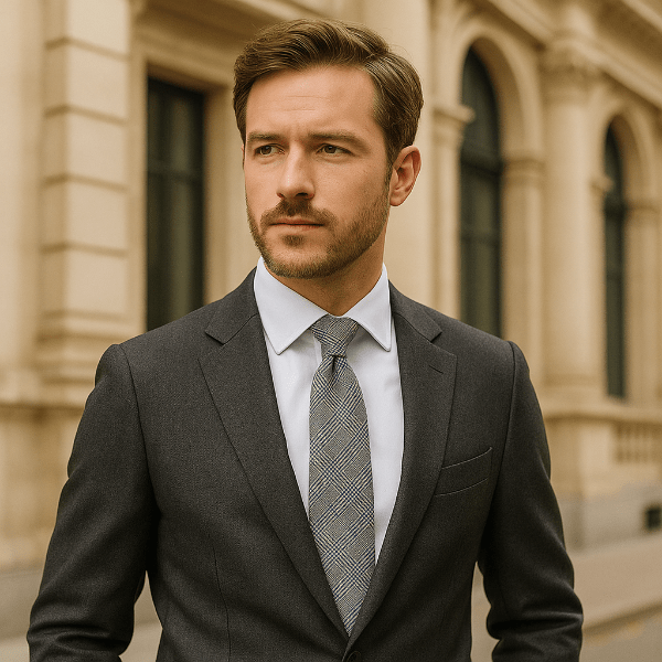 Cravate Coton Prince-de-Galles Gris Lifestyle