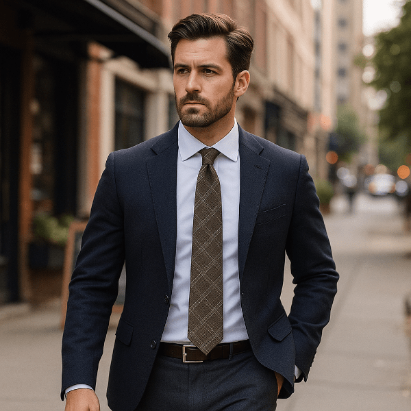 Cravate Coton Prince-de-Galles Marron Lifestyle