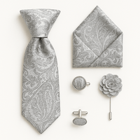 Cravate Paisley Argent Ensemble