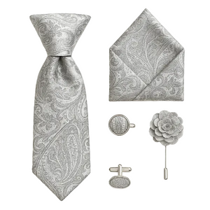 Cravate Paisley Argent Ensemble