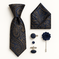 Cravate Paisley Bleu et Noir ensemble