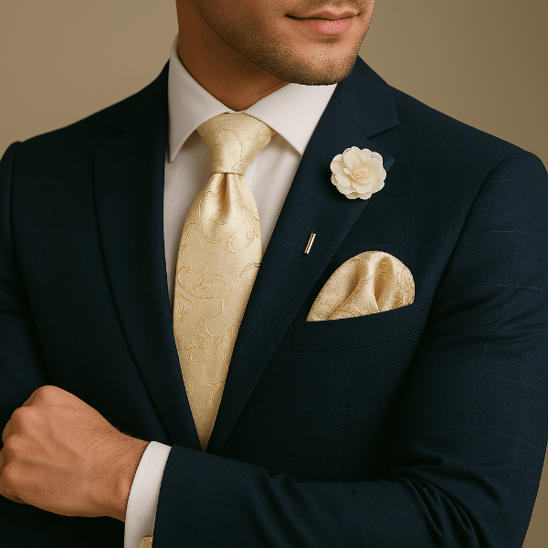 Cravate Paisley Doré