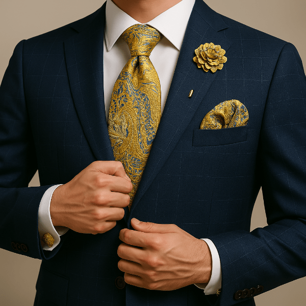Cravate Paisley Jaune et Bleu