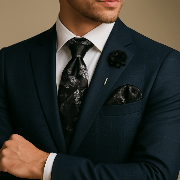 Cravate Paisley Noir et Gris