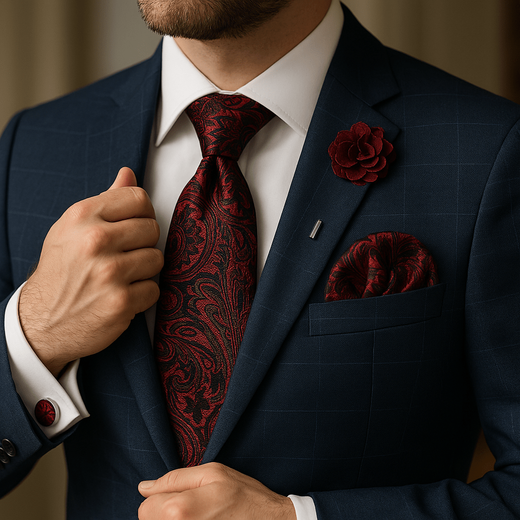 Cravate Paisley Rouge et Noir