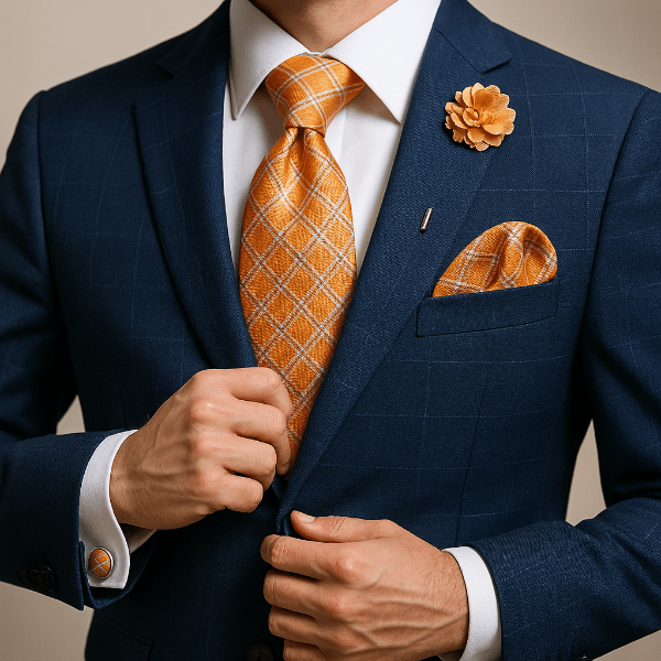 Cravate Rayée Orange