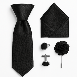 Cravate Soie Noir Ensemble