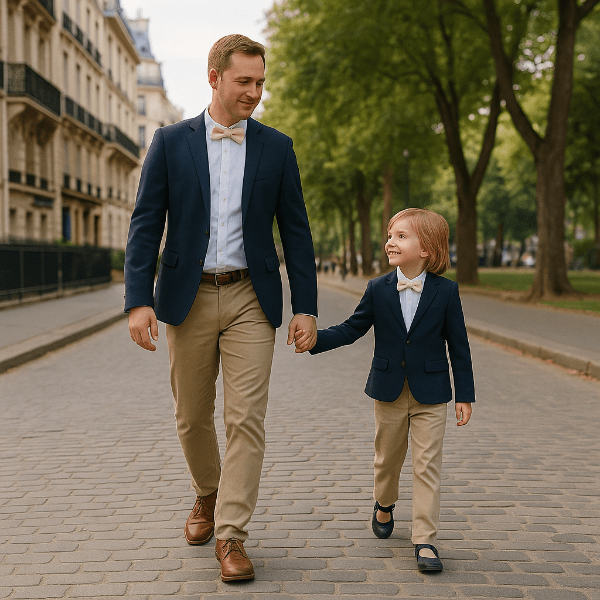 Duo Nœud Papillon Coton Rose Clair Lifestyle