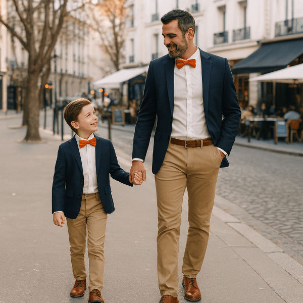 Duo Nœuds Papillon Coton Orange Lifestyle