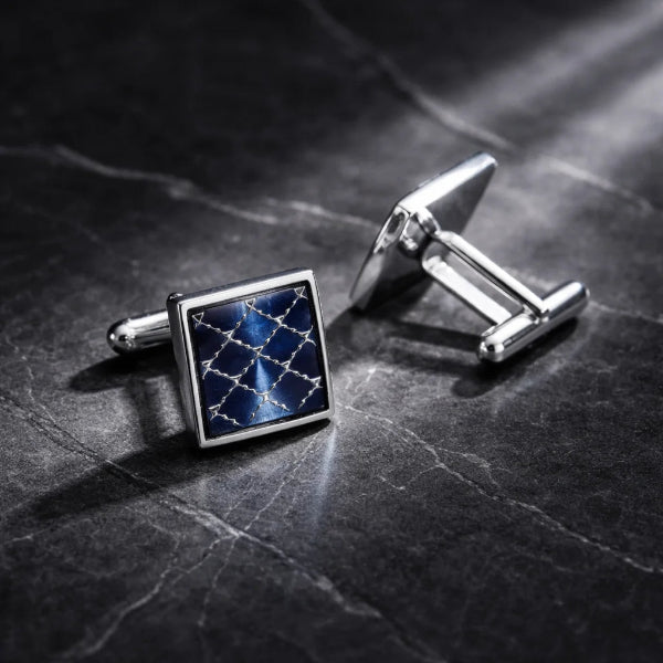 Boutons de Manchette Carrés Grille Elegance