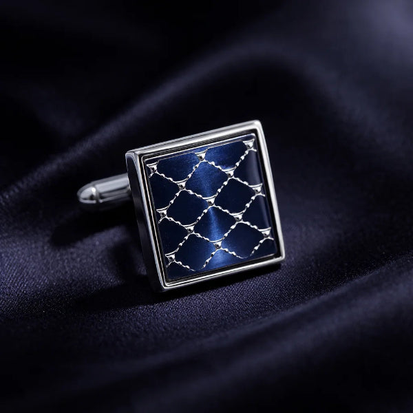 Boutons de Manchette Carrés Grille Luxe