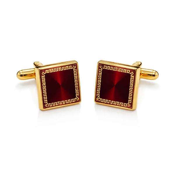 Boutons de Manchette Or et Rouge
