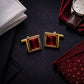 Boutons de Manchette Or et Rouge chic