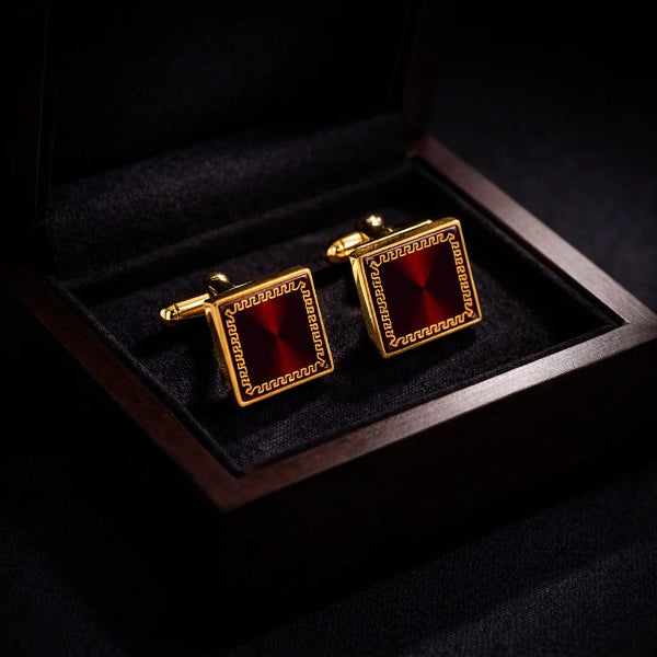 Boutons de Manchette Or et Rouge Gift