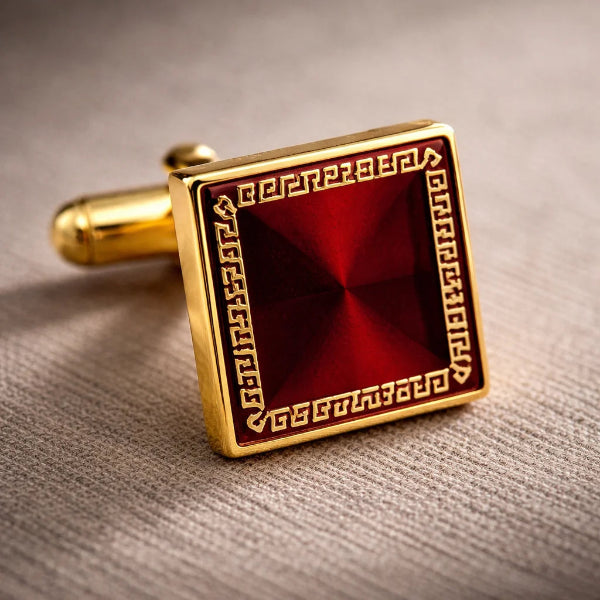 Boutons de Manchette Or et Rouge Macro