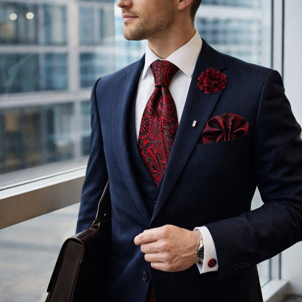 Cravate Paisley Rouge et Noir Confiance