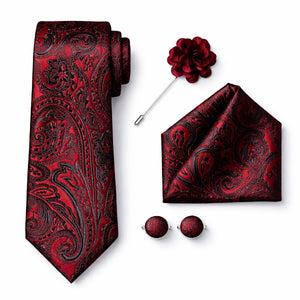 Cravate Paisley Rouge et Noir