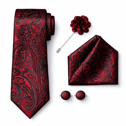 Cravate Paisley Rouge et Noir