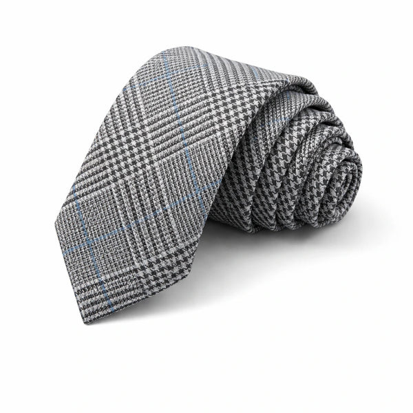 Cravate Coton Prince-de-Galles Gris