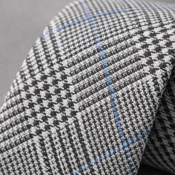 Cravate Coton Prince-de-Galles Gris Macro