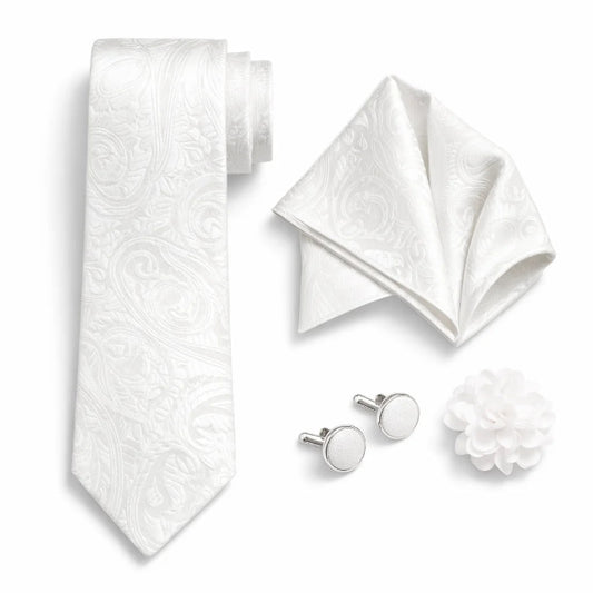 Cravate Paisley Blanc