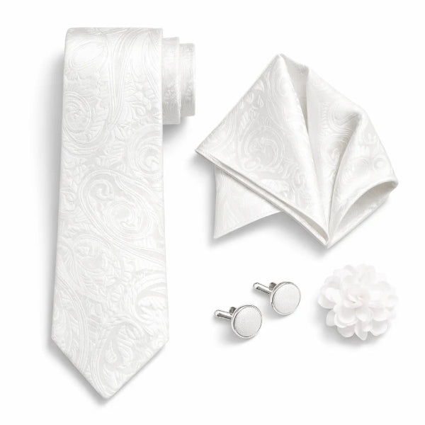Cravate Paisley Blanc