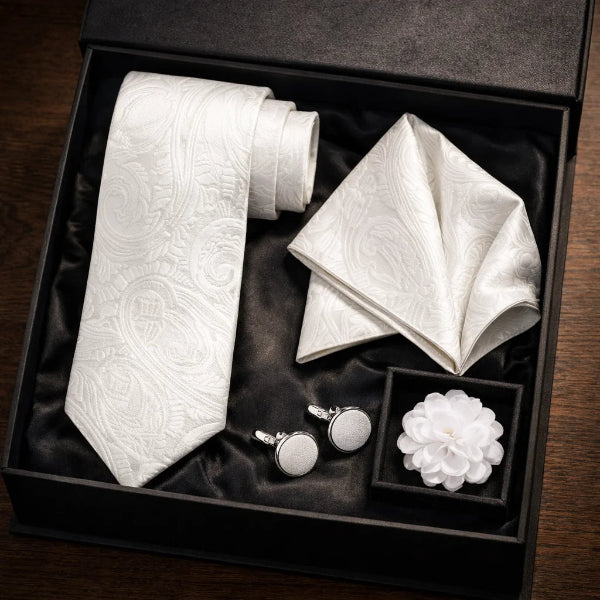 Cravate Paisley Blanc Gift
