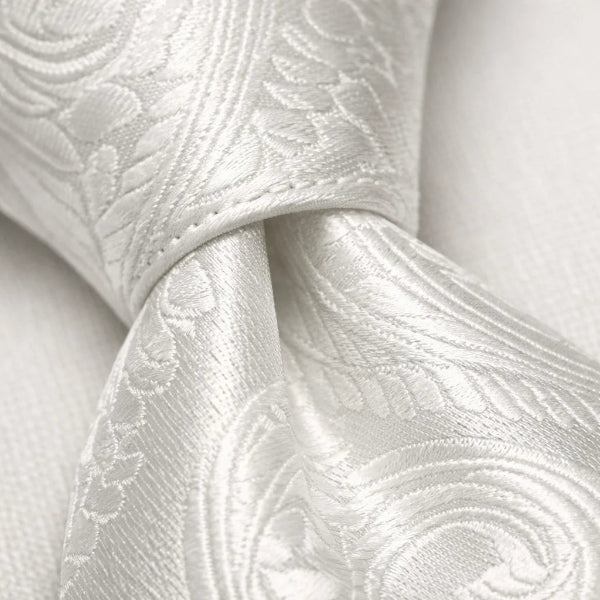 Cravate Paisley Blanc Macro