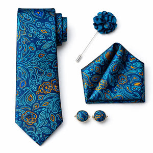 Cravate Paisley Bleu