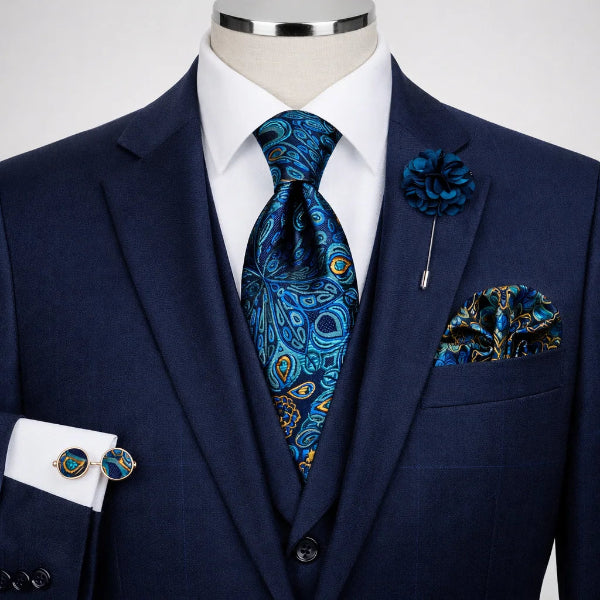 Cravate Paisley Bleu ensemble