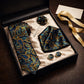 Cravate Paisley Noir et Bleu Doré Coffret