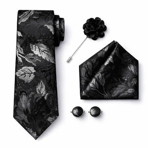 Cravate Paisley Noir et Gris