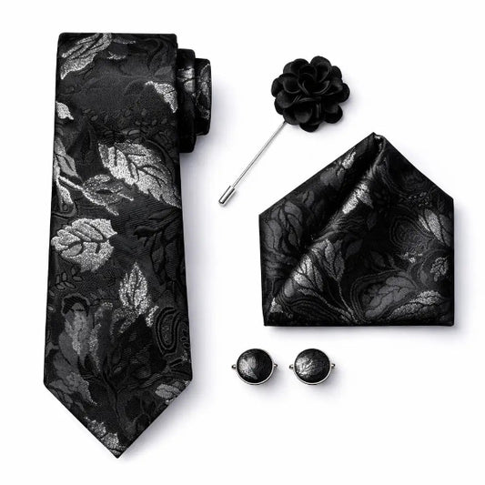 Cravate Paisley Noir et Gris