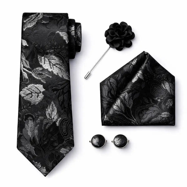 Cravate Paisley Noir et Gris