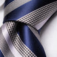 Cravate Rayée Gris et Bleu Foncé Macro