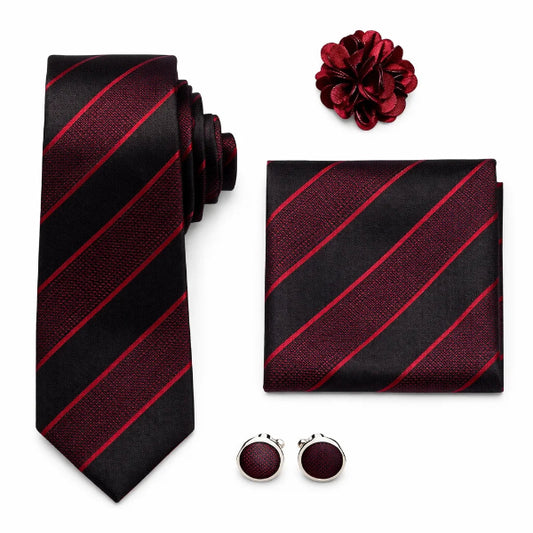 Cravate Rayée Noir et Rouge