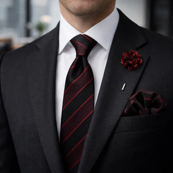 Cravate Rayée Noir et Rouge Porter