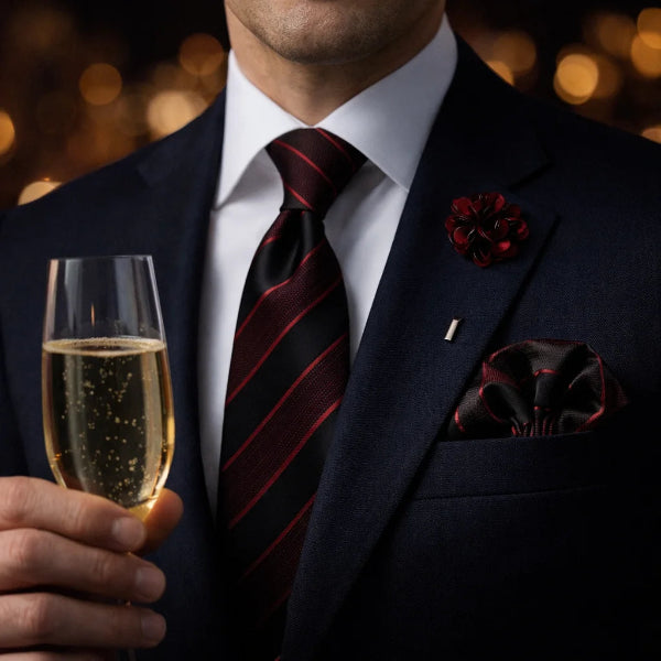 Cravate Rayée Noir et Rouge Soirée