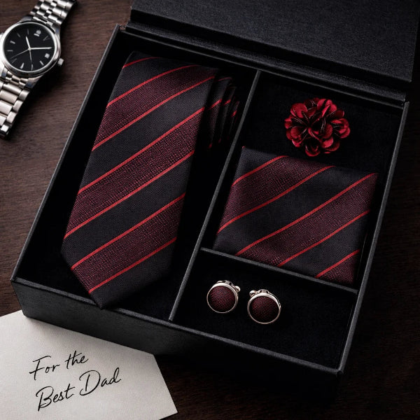 Cravate Rayée Noir et Rouge gift