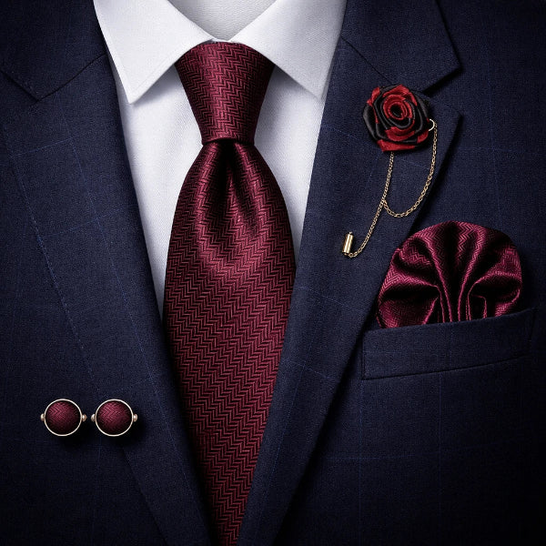 Cravate Rouge Foncé Ensemble