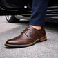 Derbies Brogues Homme Effet Cuir Marron Foncé Voiture
