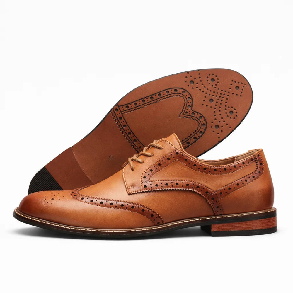 Derbies Brogues Homme Effet Cuir Marron Packshoot